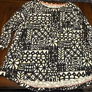 Geometric Black and White Women's Top